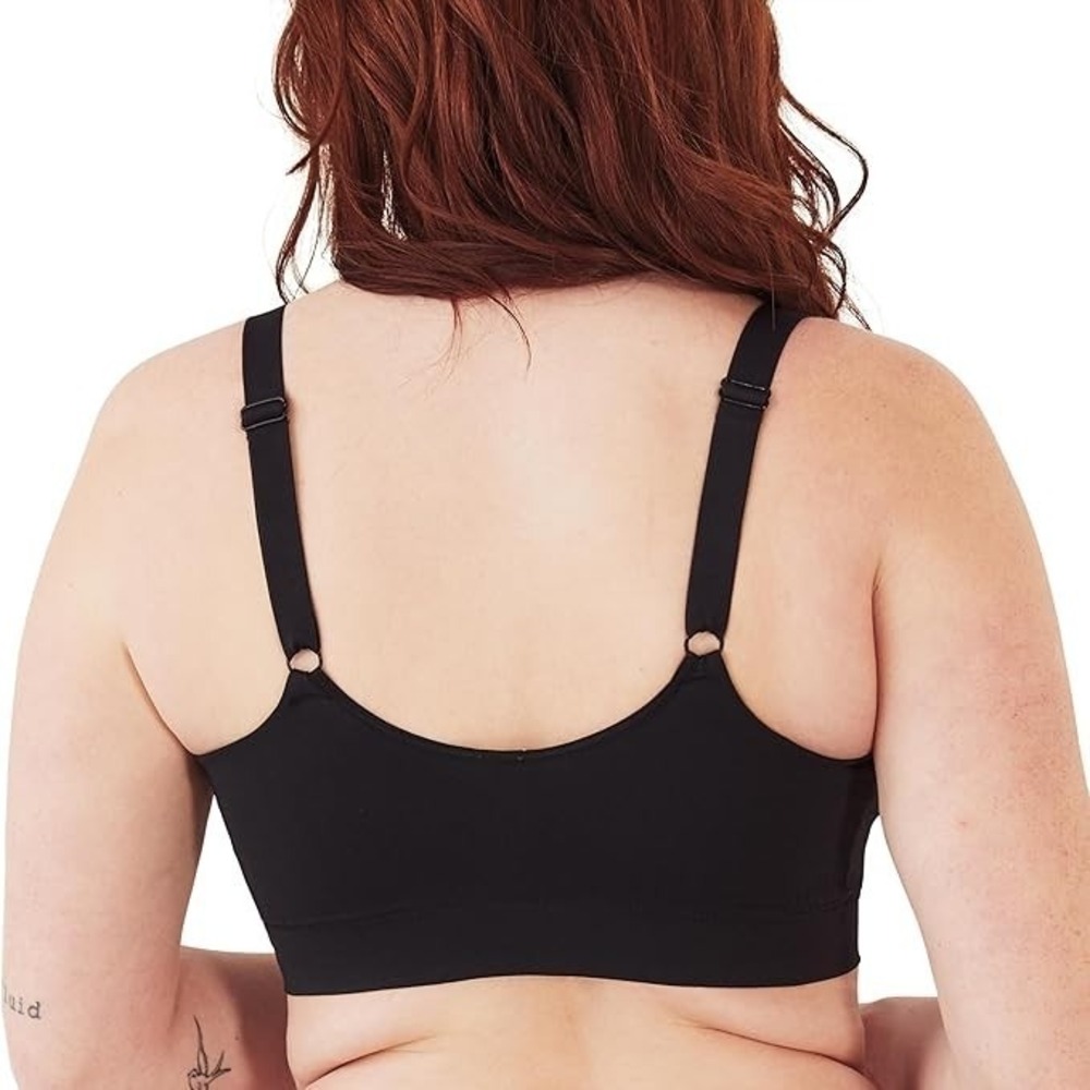 Large Bali DFMSBR Modern Seamless Wireless Pullover Comfort Bralette Black - Picture 3 of 5
